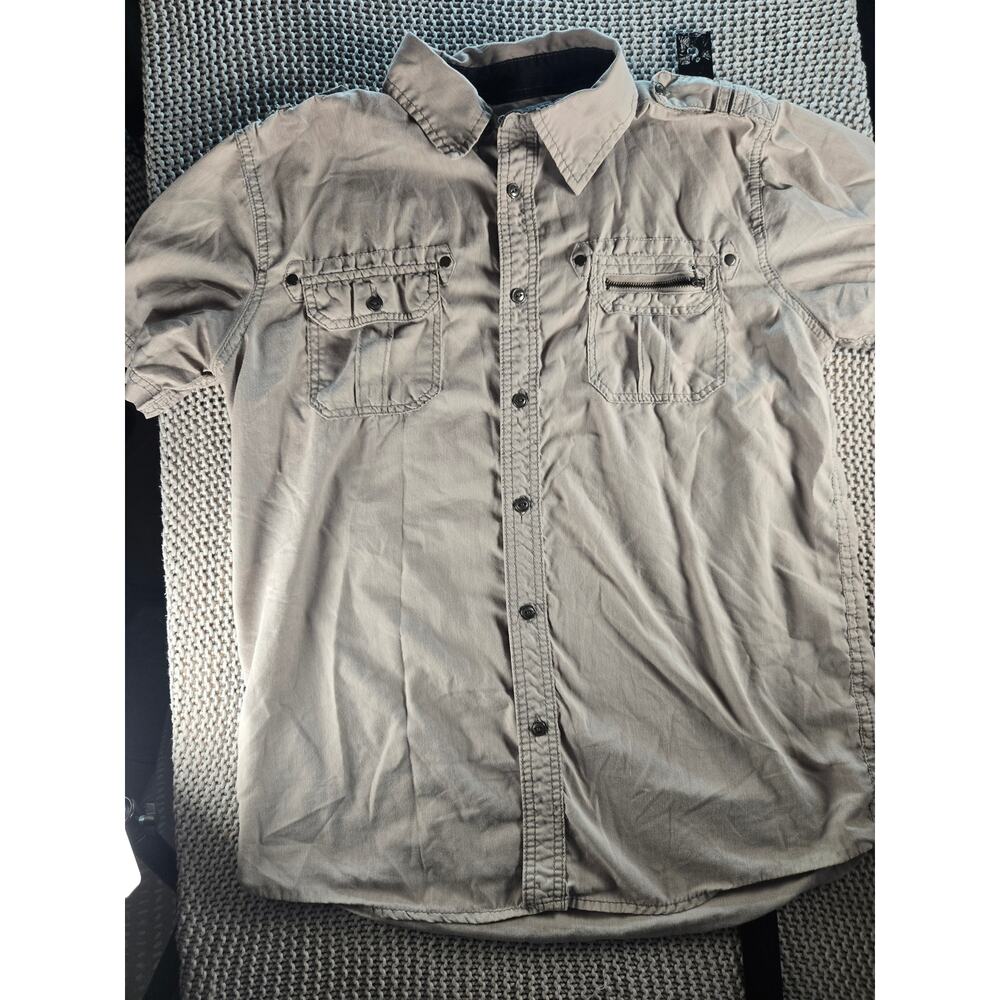 Modern Culture Men's Slate Gray short Sleeve Button-Down Shirt Size Medium